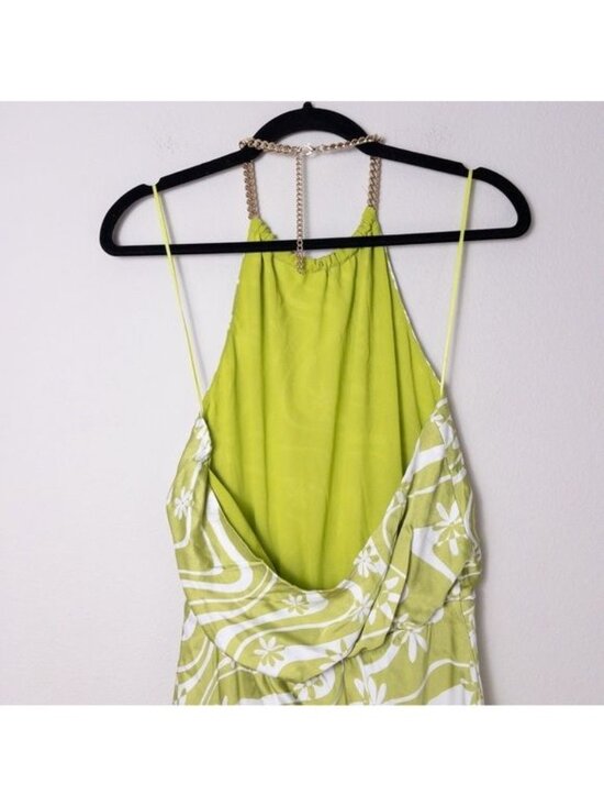 NEW ASTR The Label Quinta Retro Halter Chain Mini Dress M Celery Floral Mabel - Picture 11 of 11